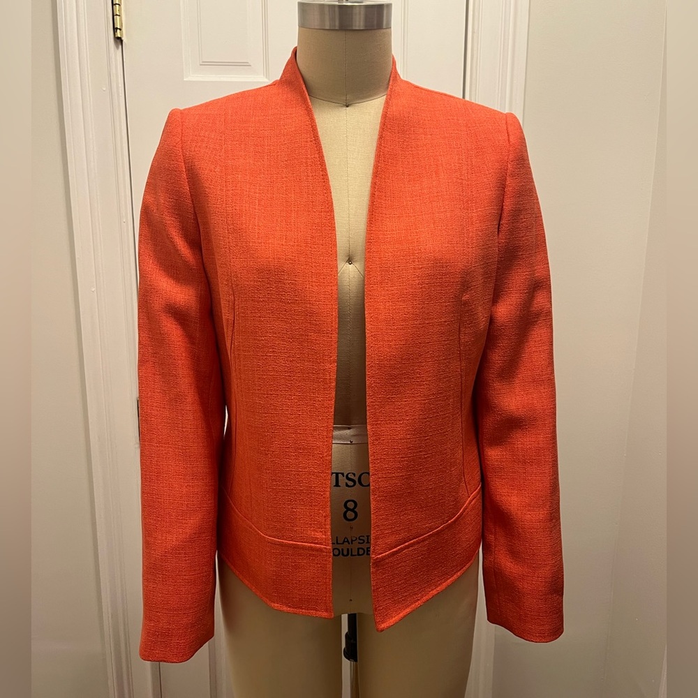 Tahari ASL Orange Open Front Blazer